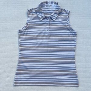 Nike Blue and White Striped Sleeveless Shirt Size small